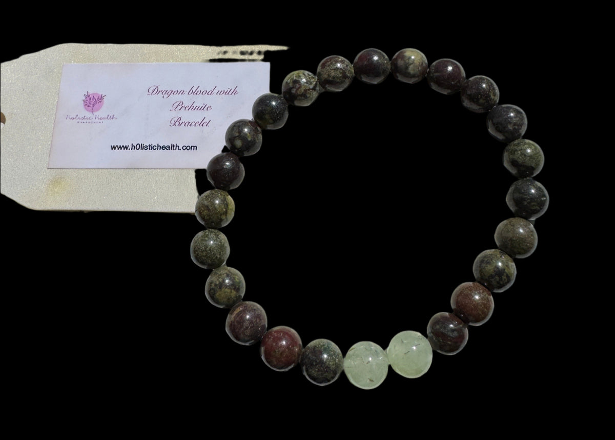 Crystal Bracelet - DragonBlood and Prehnite
