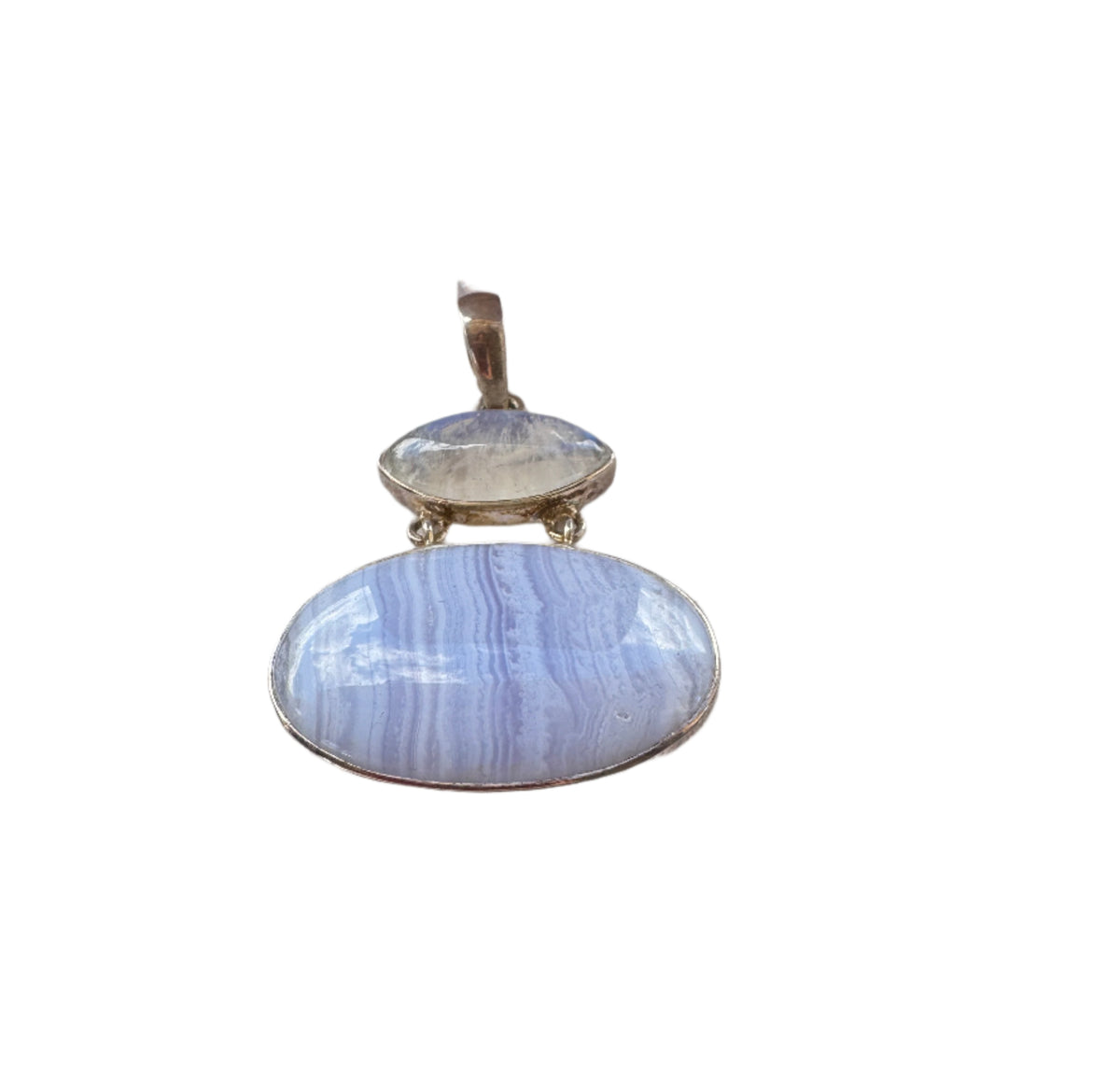 Blue Lace Agate and Moonstone Pendant in Sterling Silver