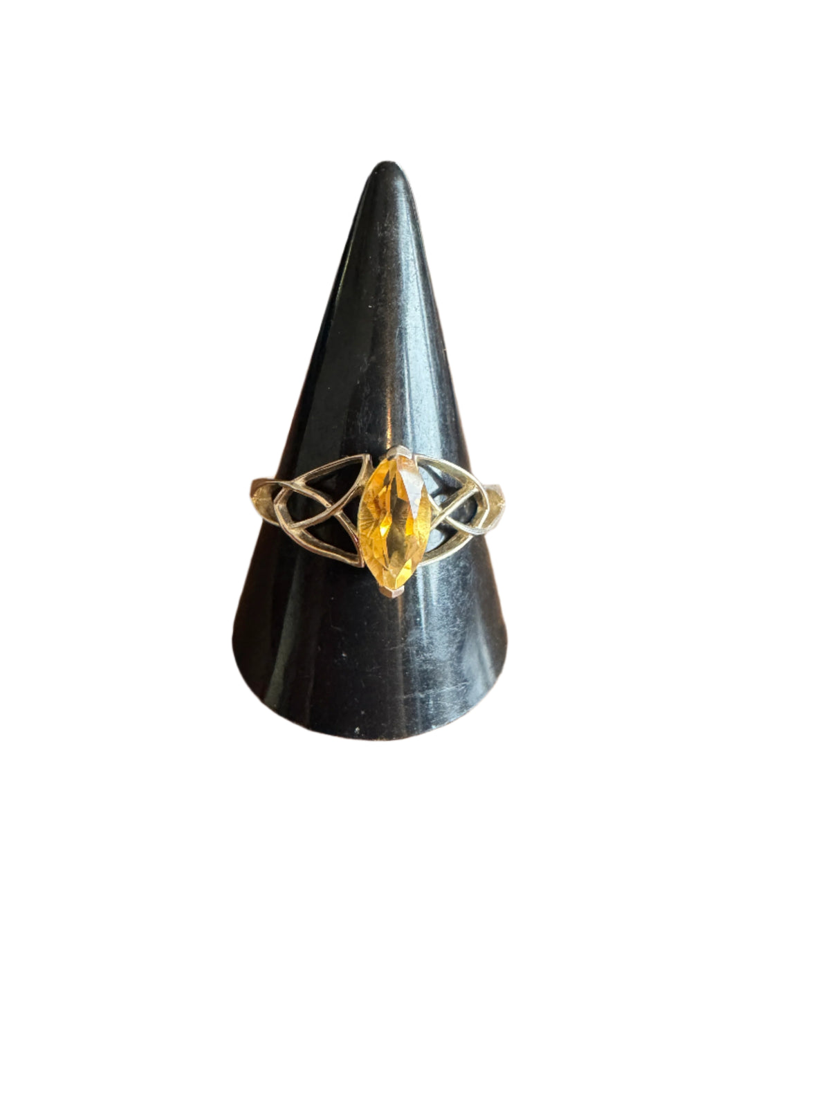 Citrine Crystal Set in Celtic Sterling Silver Ring
