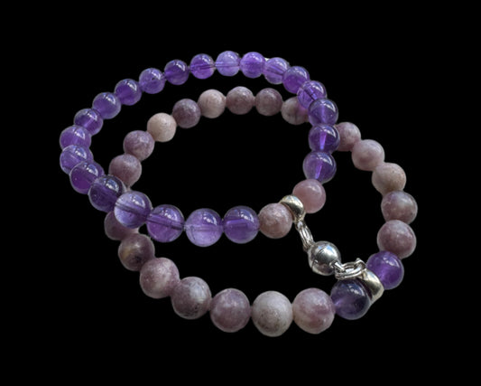 Crystal Bestie Bracelet - Amethyst and Lepidolite