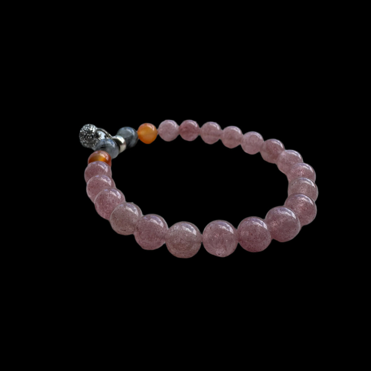 Crystal Bestie Bracelet - Strawbery Quartz, Orange Agate and Tourmalated Quartz
