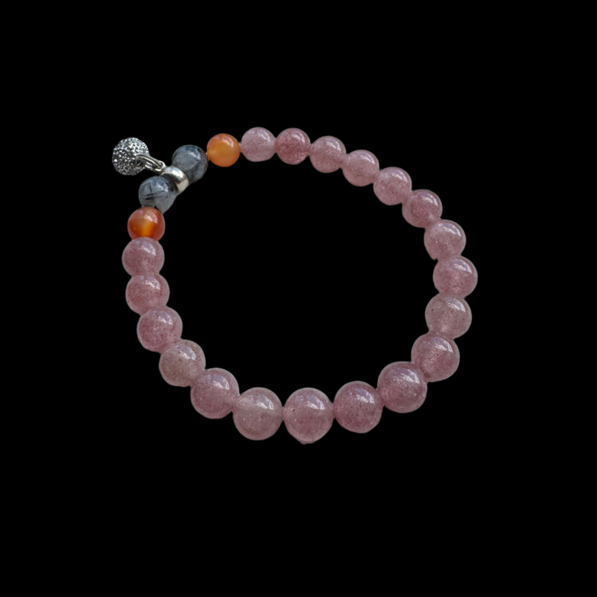 Crystal Bestie Bracelet - Strawbery Quartz, Orange Agate and Tourmalated Quartz