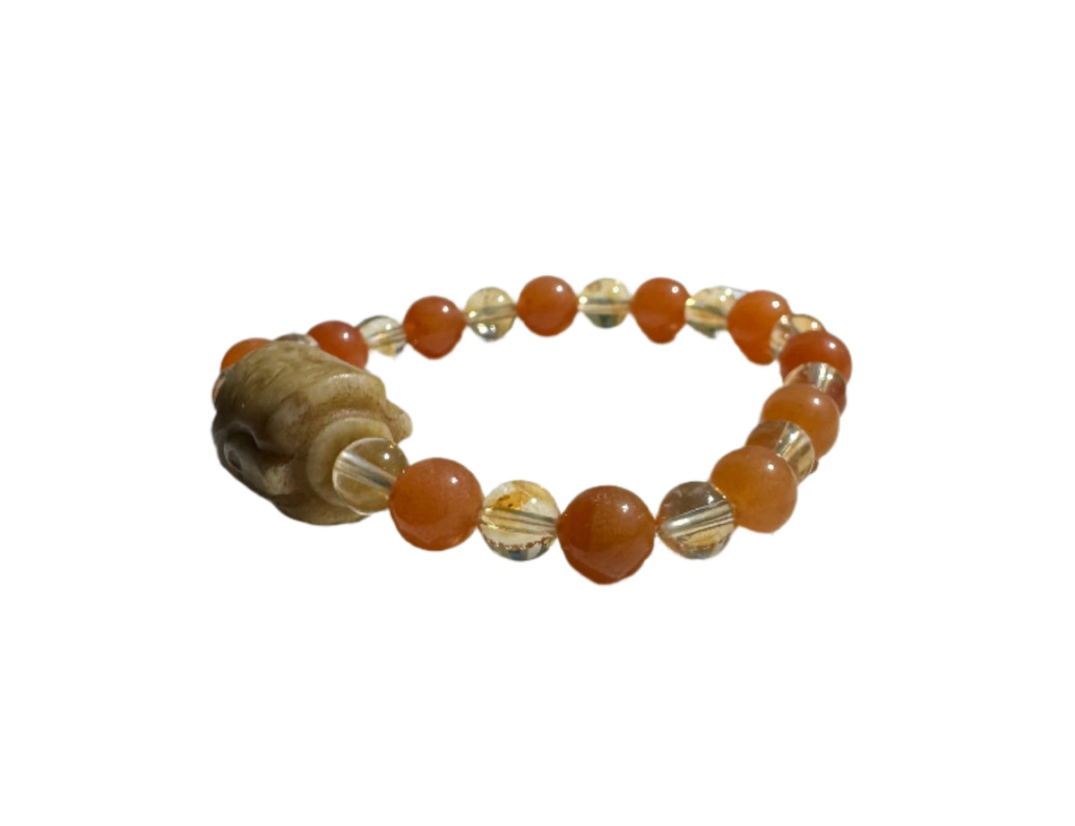 Crystal Bracelet - Aventurine and Citrine with Jade Buddha