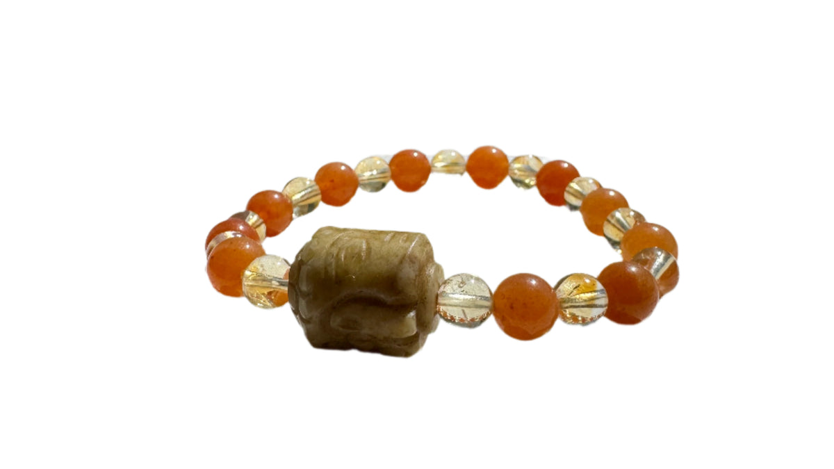 Crystal Bracelet - Aventurine and Citrine with Jade Buddha
