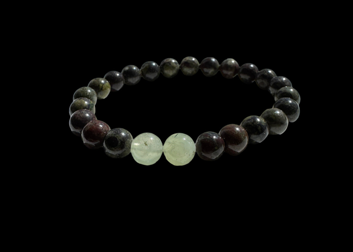 Crystal Bracelet - DragonBlood and Prehnite