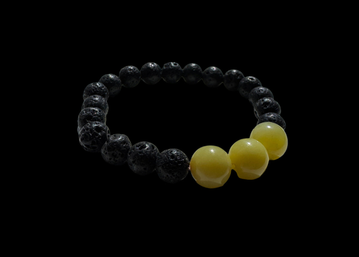 Crystal Bracelet - Full Moon - Lava Stone and Lemon Serpentine