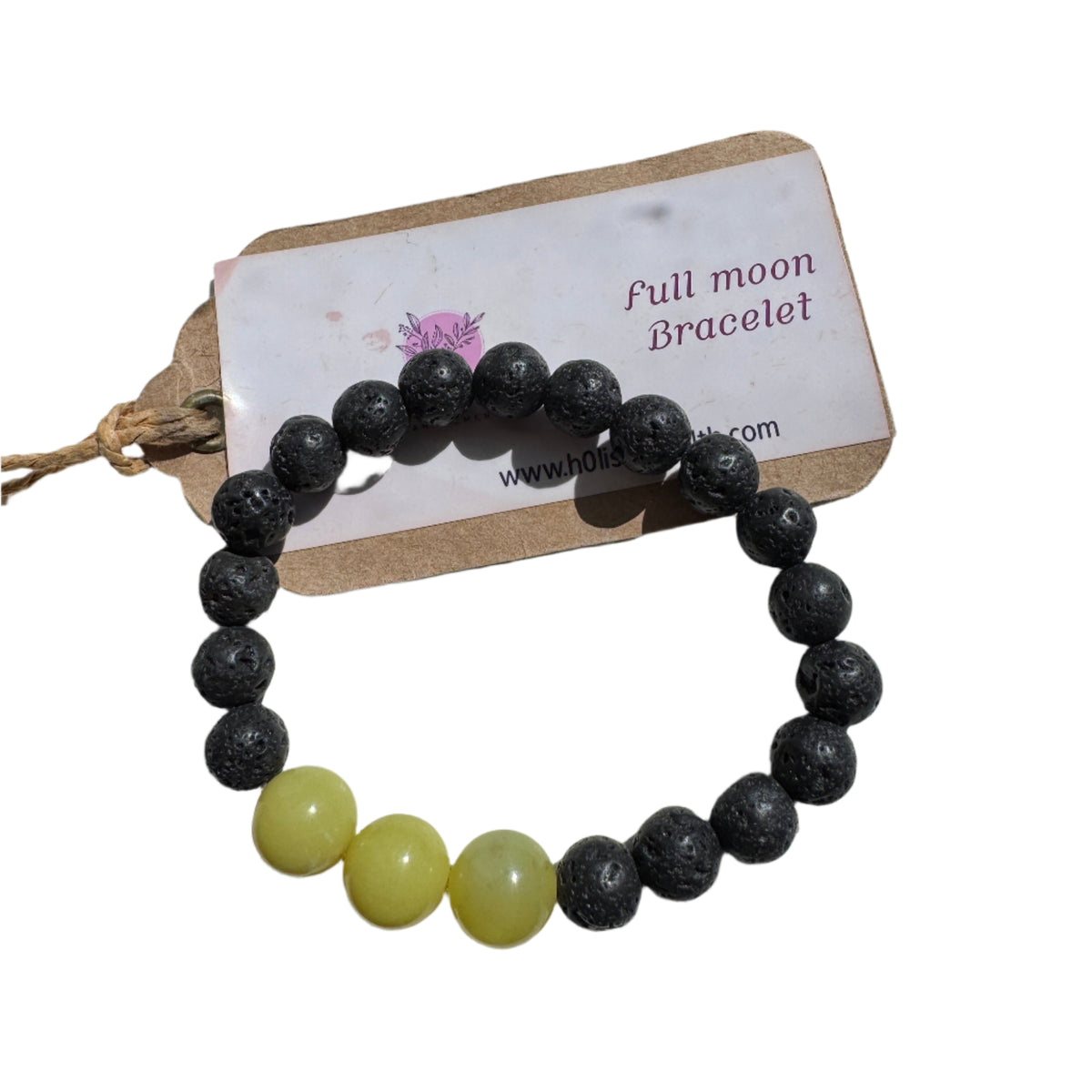 Crystal Bracelet - Full Moon - Lava Stone and Lemon Serpentine