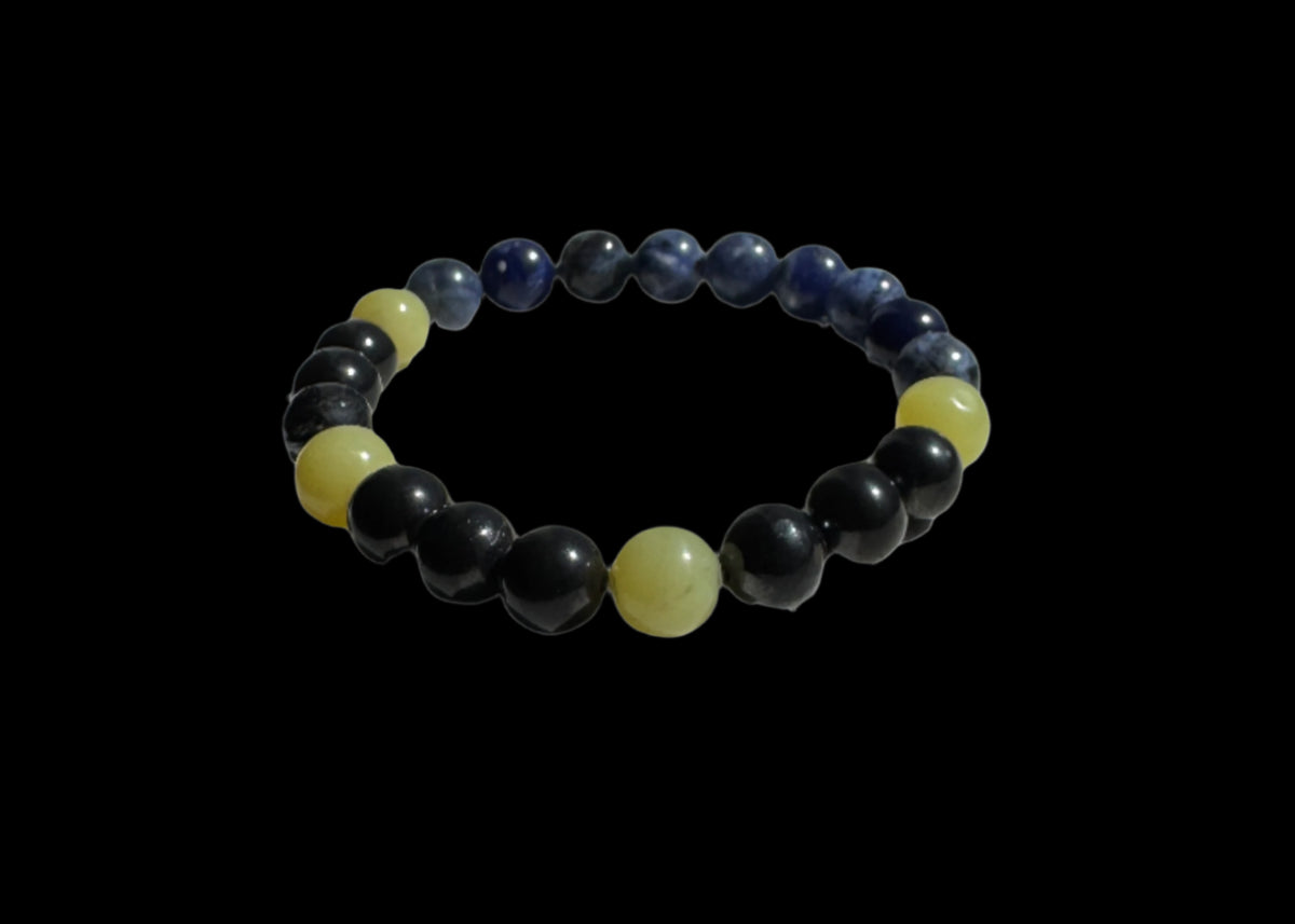 Crystal Bracelet - "Storm" with Sodalite, Shungite and Lemon Serpentine