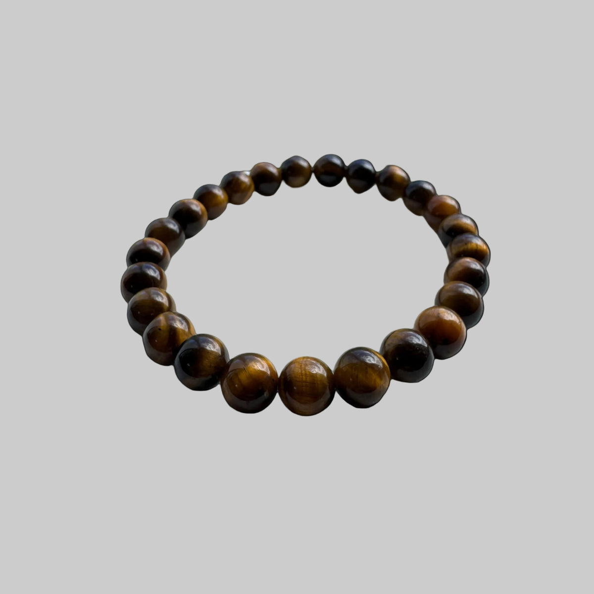 Tiger eye bracelet showing natural striped crystals beads