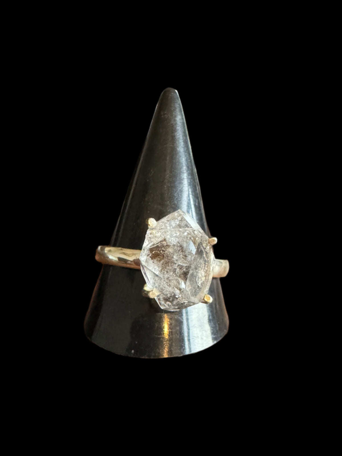 Large Rough Herkimer Diamond Sterling Silver Ring