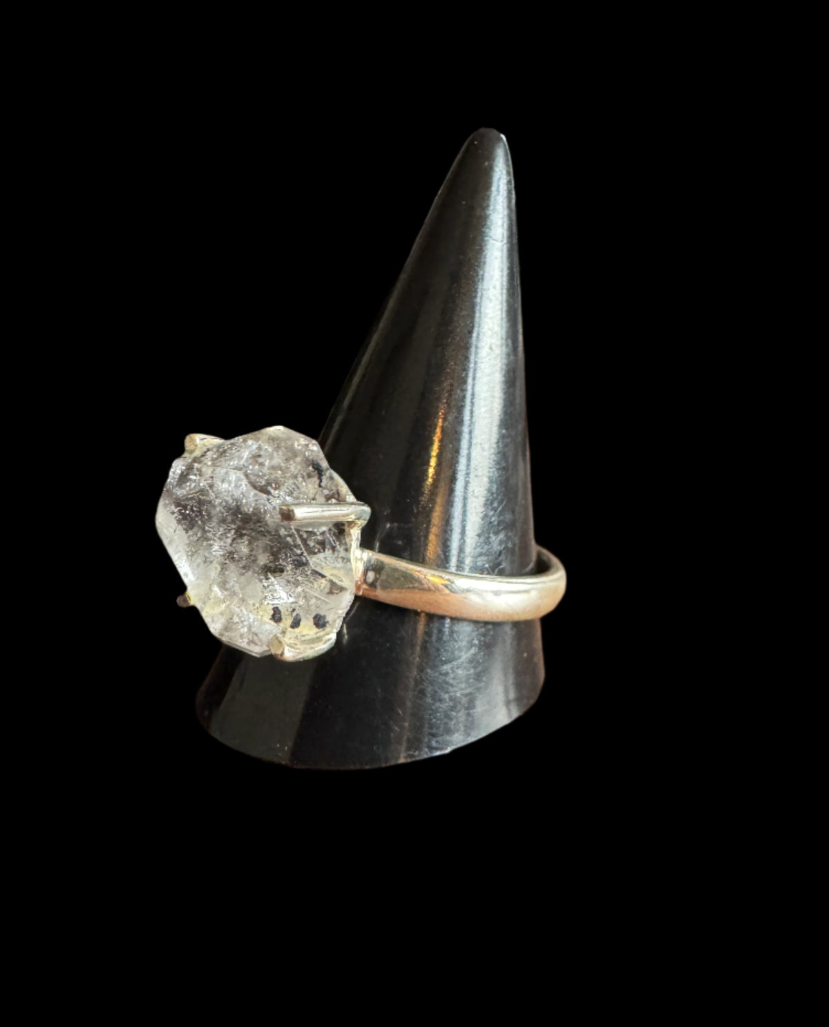 Large Rough Herkimer Diamond Sterling Silver Ring