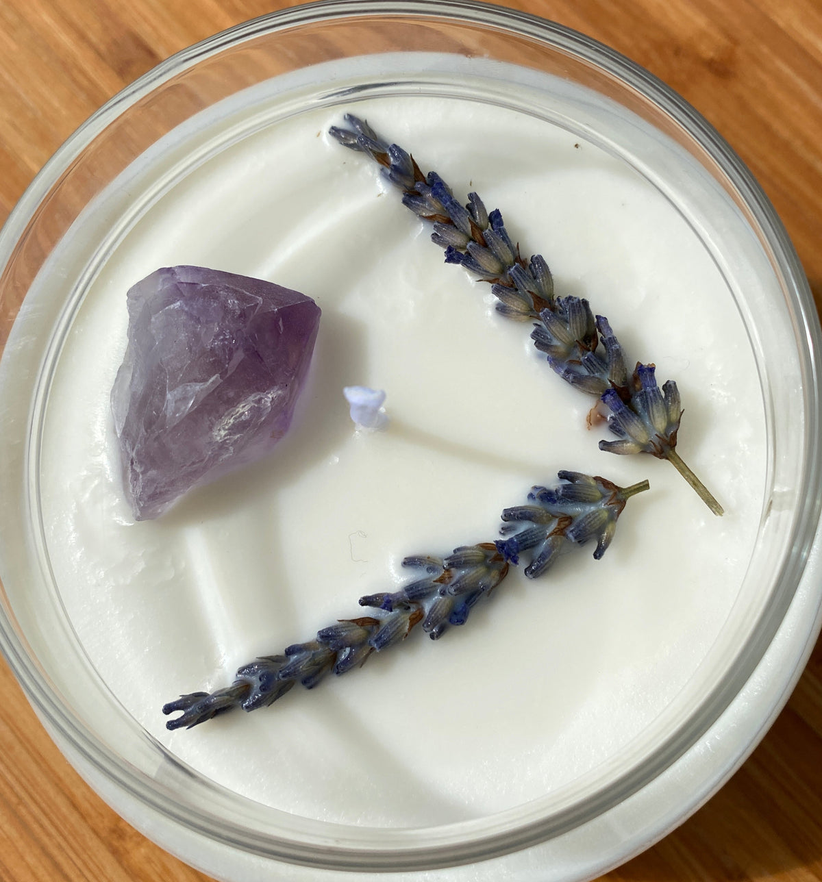 Lavender Soy Wax Candle with Rough Amethyst