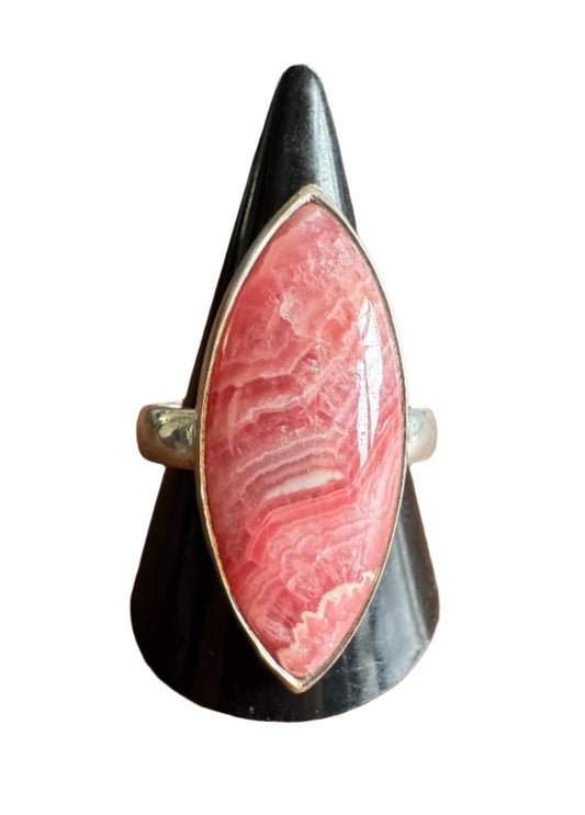 Sterling Silver Ring with Rhodocrosite- size 10